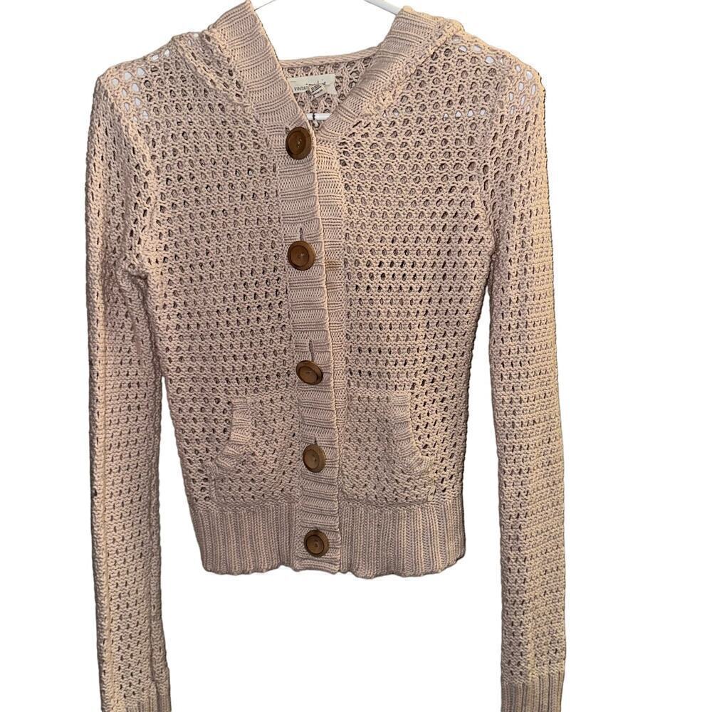 Abercrombie & Fitch Cream Knit Button Up Hooded
Cardigan‎ Womens m